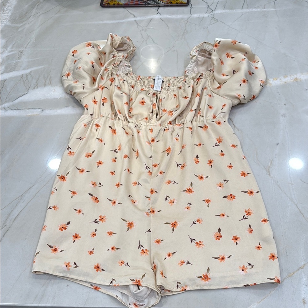 Floral Puff Sleeve Romper large west of melrose